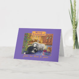 Vrolijk kerstfeest, ons huis naar het jouwe, honde feestdagen kaart