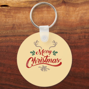 Vrolijk kerstfeest ontwerp Rood & Groen Sleutelhanger