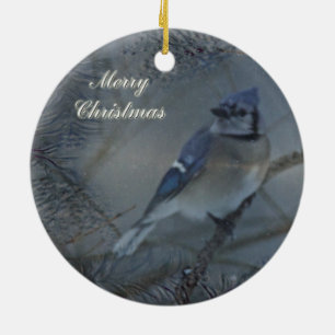 Vrolijk kerstfeest - Oosterse Blauwe Jay Keramisch Ornament