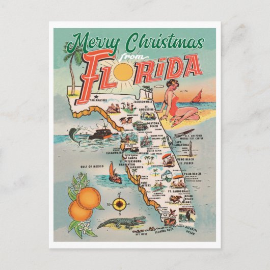 Vrolijk kerstfeest op de kaart van Florida (Voorkant)