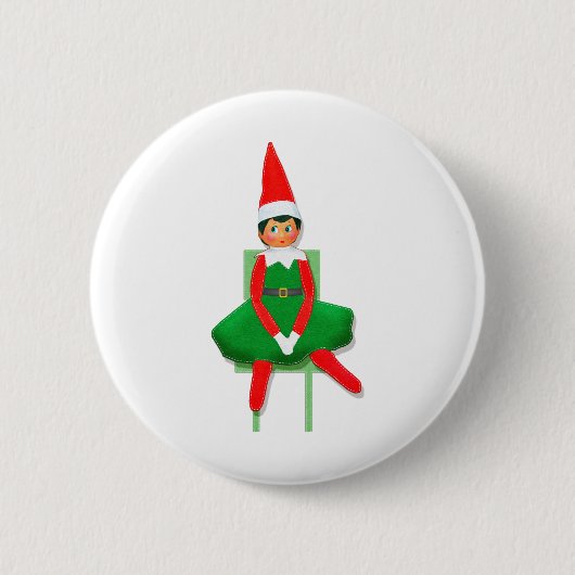 Vrolijk kerstfeest op de stoel ronde button 5,7 cm (Voorkant)