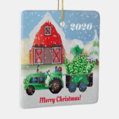 Vrolijk kerstfeest op het Boerderij van het land Keramisch Ornament (Rechts)