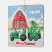 Vrolijk kerstfeest op het Boerderij van het land Keramisch Ornament (Links)