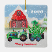 Vrolijk kerstfeest op het Boerderij van het land Keramisch Ornament (Achterkant)