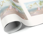 Vrolijk kerstfeest op het strand cadeaupapier (Rol Hoek)