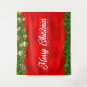 Vrolijk kerstfeest op rood met olievlekken en deco wandkleed (Voorkant)