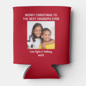 Vrolijk kerstfeest opa rode foto blikjeskoeler (Voorkant)