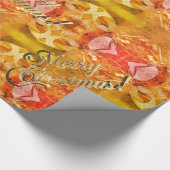 Vrolijk kerstfeest Oranje Gold Script elegant afbe Cadeaupapier (Hoek)
