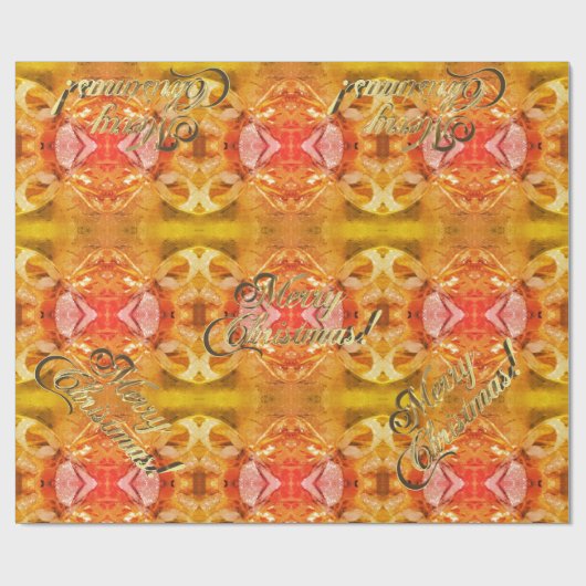 Vrolijk kerstfeest Oranje Gold Script elegant afbe Cadeaupapier (Vlak)