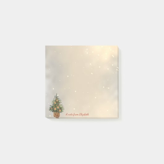 Vrolijk kerstfeest, Oranje met kerstbomen Post-it® Notes (Voorkant)