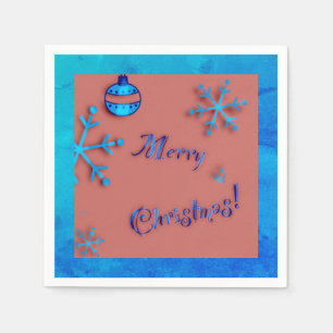 Vrolijk kerstfeest, ornamenten en sneeuwkristallen servet