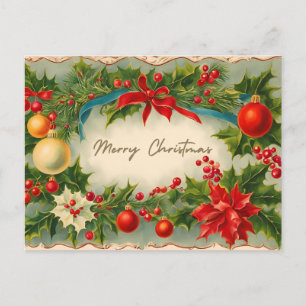 Vrolijk kerstfeest  Ornamenten, Holly Berry Feestdagenkaart