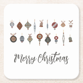  Vrolijk Kerstfeest Ornamenten Vierkante Kartonnen Onderzetter