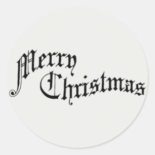 Vrolijk kerstfeest  Oude Fashioned Typografie Ronde Sticker