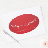 Vrolijk Kerstfeest Ovaal Rode Stickers (Envelop)