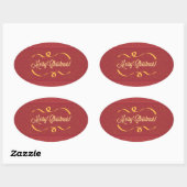 Vrolijk kerstfeest ovale sticker (Vel)