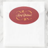 Vrolijk kerstfeest ovale sticker (Tas)