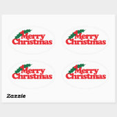 Vrolijk kerstfeest ovale sticker (Vel)