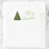 Vrolijk kerstfeest ovale sticker (Tas)