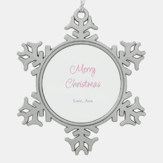 vrolijk kerstfeest paars roze naam liefde vakantie tin sneeuwvlok ornament
