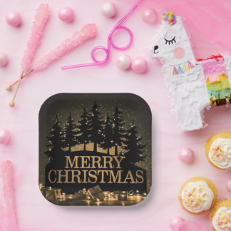 Vrolijk kerstfeest papieren bordje