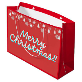 Vrolijk Kerstfeest - Papieren Tassen - Rood Groot Cadeauzakje