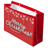 Vrolijk Kerstfeest - Papieren Tassen - Rood Groot Cadeauzakje (Voorkant Gekanteld)