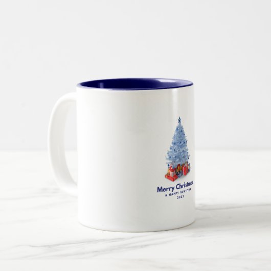 Vrolijk Kerstfeest Paraplu Tree's & Gift's Mok (Voorkant links)