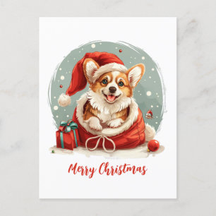 Vrolijk Kerstfeest Pembroke Welsh Corgi Puppies Feestdagenkaart