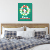 Vrolijk Kerstfeest Pepermunt Holiday Wreath Canvas Afdruk (Insitu (Slaapkamer))