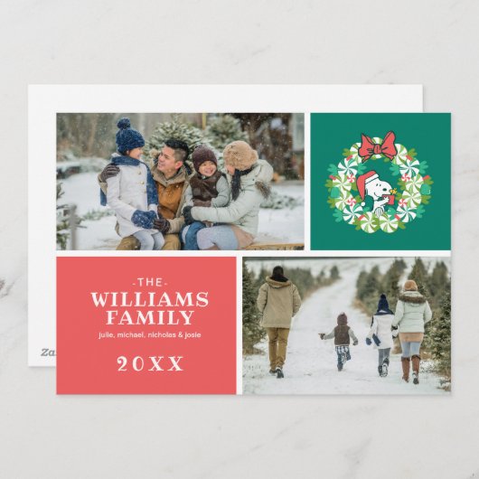 Vrolijk Kerstfeest Pepermunt Holiday Wreath Feestdagenkaart (Voorkant / Achterkant)