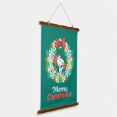 Vrolijk Kerstfeest Pepermunt Holiday Wreath Hangend Wandkleed (Gebogen)