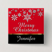 Vrolijk kerstfeest Persoonlijke feestdag - Rood Vierkante Button 5,1 Cm (Voorkant)