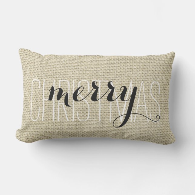 'Vrolijk Kerstfeest' Persoonlijke Linen Kussen (Voorkant)