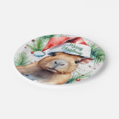 Vrolijk Kerstfeest Pet Capybara - Papieren Bordje (Gekanteld)
