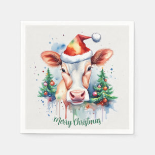 Vrolijk Kerstfeest Pet Feestelijke Koe - Servet
