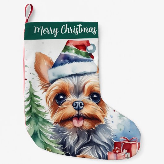 Vrolijk Kerstfeest Pet Yorkshire - Kleine Kerstsok (Voorkant)