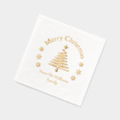 Vrolijk Kerstfeest Pine Tree Snowflakes Gold Class Folie Servetten (Links)