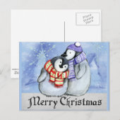 Vrolijk kerstfeest, pinguïn illustratie briefkaart (Voorkant / Achterkant)