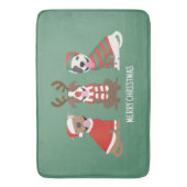 Vrolijk Kerstfeest Pit Bull Dogs Badmat (Voorkant Verticaal)