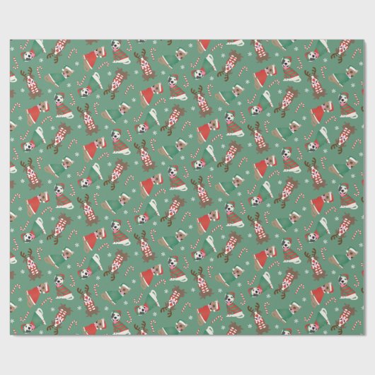 Vrolijk Kerstfeest Pit Bull Dogs Cadeaupapier (Vlak)