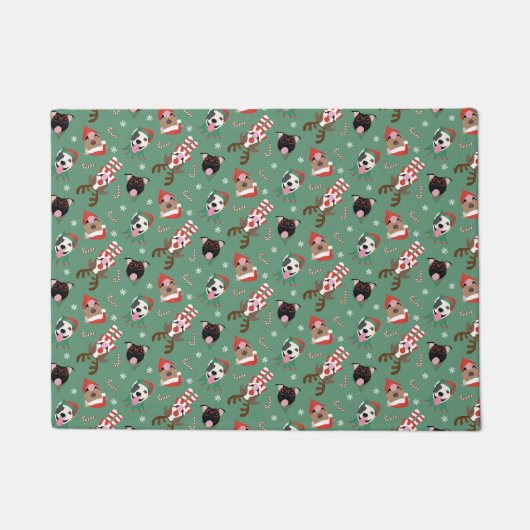 Vrolijk Kerstfeest Pit Bull Dogs Deurmat (Voorkant)