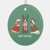 Vrolijk Kerstfeest Pit Bull Dogs Keramisch Ornament (Links)