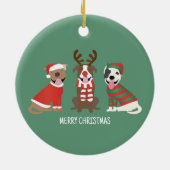 Vrolijk Kerstfeest Pit Bull Dogs Keramisch Ornament (Achterkant)