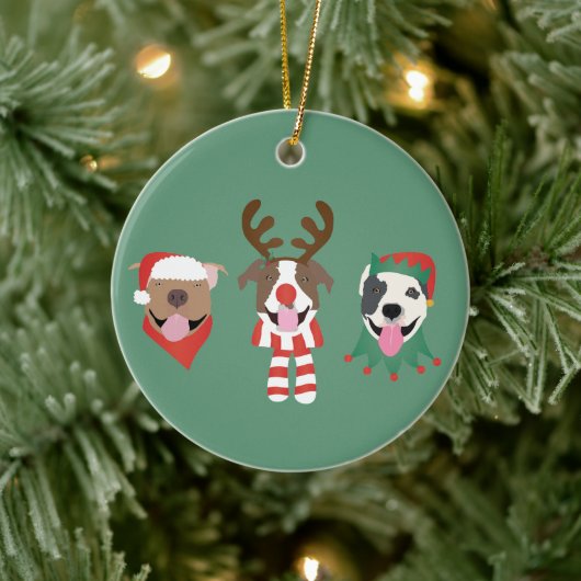 Vrolijk Kerstfeest Pit Bull Dogs Keramisch Ornament (Boom)