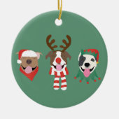 Vrolijk Kerstfeest Pit Bull Dogs Keramisch Ornament (Voorkant)