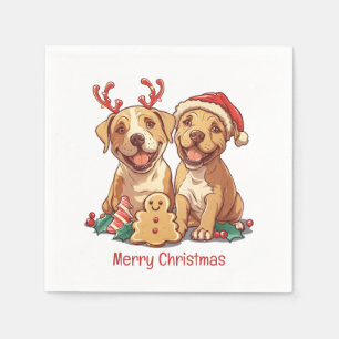 Vrolijk Kerstfeest Pit Bull Dogs Servet
