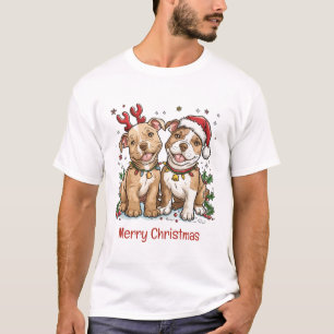 Vrolijk Kerstfeest Pit Bull Dogs T-shirt