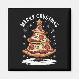Vrolijk Kerstfeest Pizza Kerstboom Xmas Funny Piz Magneet