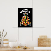 Vrolijk Kerstfeest Pizza Tree - Funny Christmas Poster (Keuken)